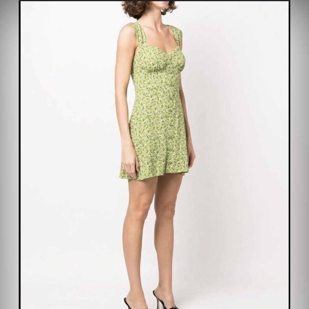 Reformation Lorelei floral green dress